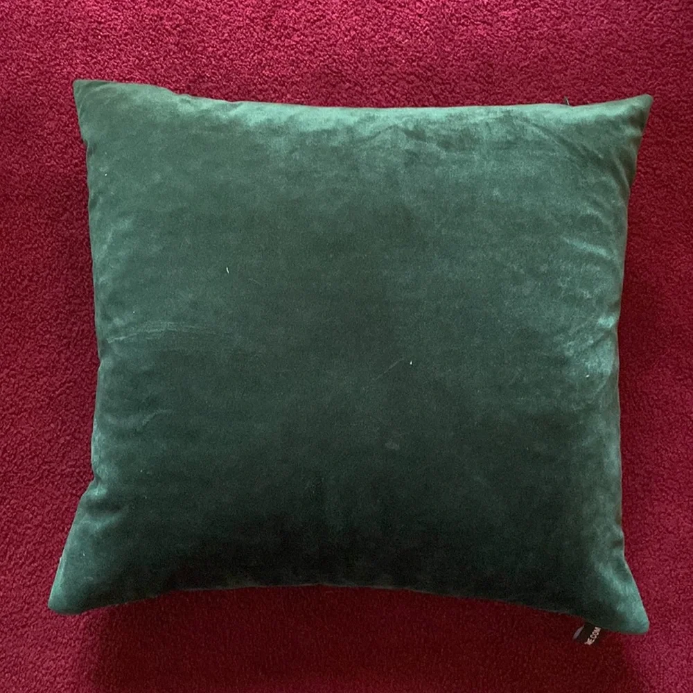Emerald green velvet down pillow removable cover